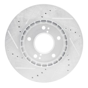 Hyundai XG350 Brake Rotor (1) - Front Right - R1 Concepts - Drilled & Slotted - Silver - `01-`03